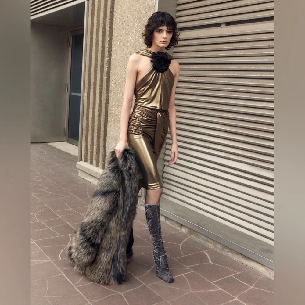 Saint Laurent Talia 110 Crushed Velvet Knee Boot 37 Gray - Picture 5 of 10